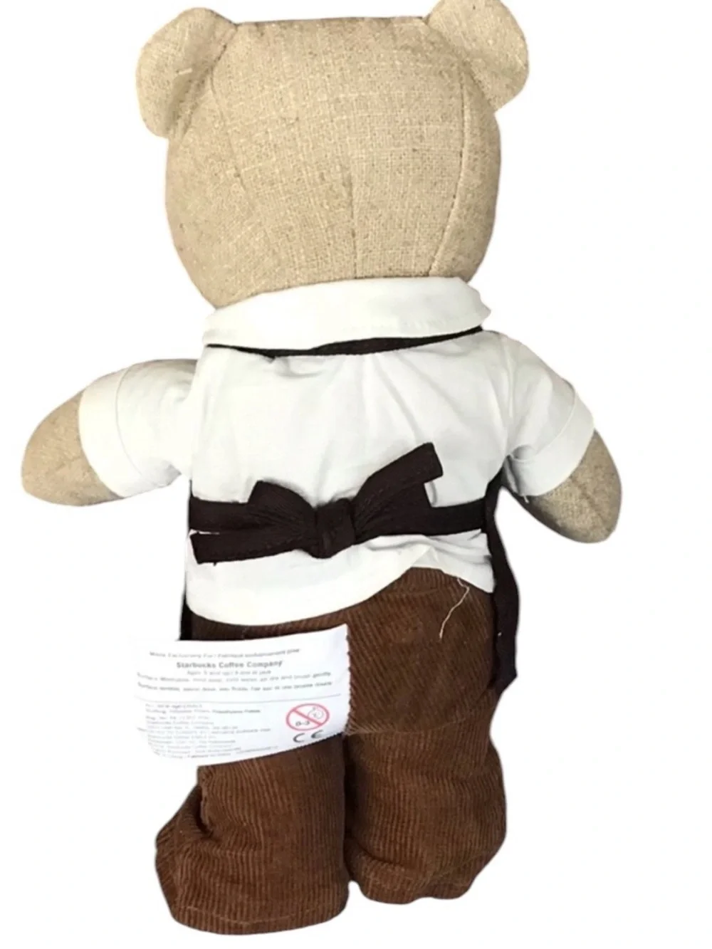 Starbucks Beige Teddy Bear with Dark Brown Apron and Brown Pants